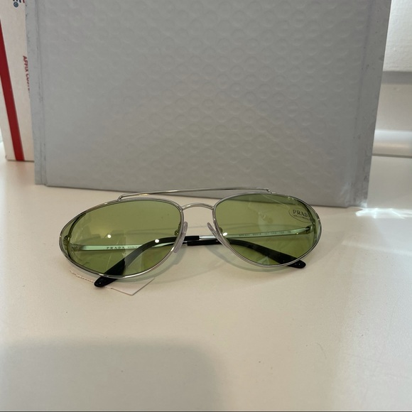 NEW Prada Green Irregular 66mm Cat Eye Sunglasses - Picture 2 of 8